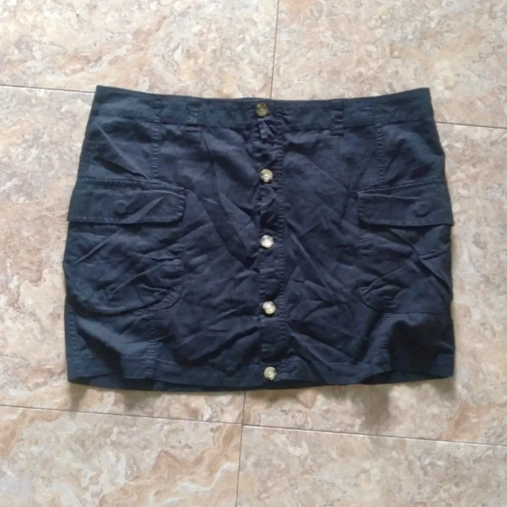 Old Navy button front linen blend utility skirt, size 16 - Picture 1 of 6